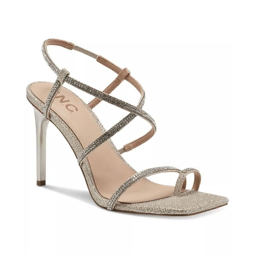 INC International Concepts Arti Strappy Stiletto Heels Sandals Champagne 9.5M